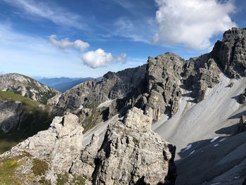 Panoramic view of rocky mountains against sky