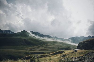 Scenic view of mountains against sky