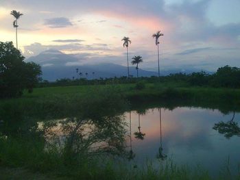 Scenic view of lake against sky