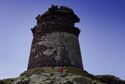 Low angle view of tower against clear sky