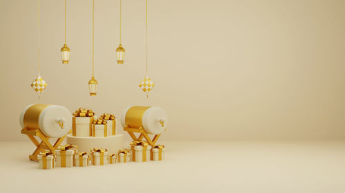 Close-up of light bulb hanging on wall