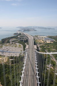 High angle view of bridge against sky