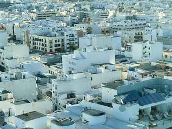 High angle view of buildings in city