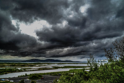 Storm clouds over landscape