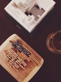 High angle view of coffee on table