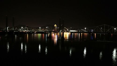 Reflection of illuminated buildings in water