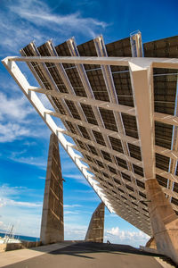 Low angle view of modern building against sky
