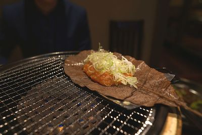 Close-up of meat on table