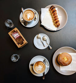 High angle view of breakfast on table