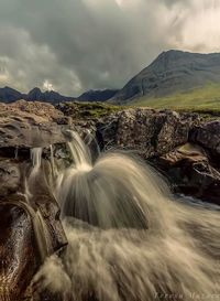 Scenic view of waterfall