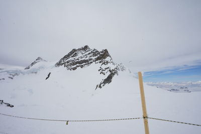Scenic view of snow covered mountain against sky