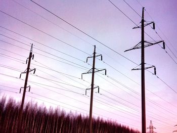 Low angle view of electricity pylon against sky