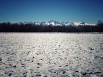 Scenic view of snow covered landscape