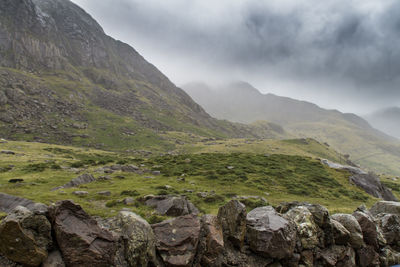 Scenic view of mountains against sky