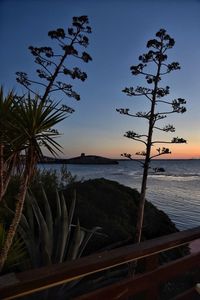 Scenic view of sea against sky at sunset