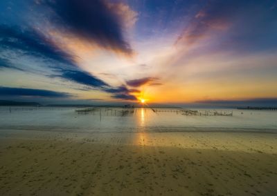 Scenic view of sea against sky at sunset