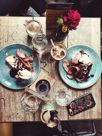 High angle view of food on table