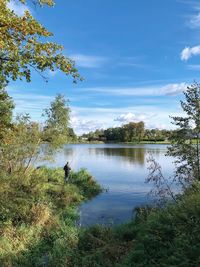 Scenic view of lake against sky