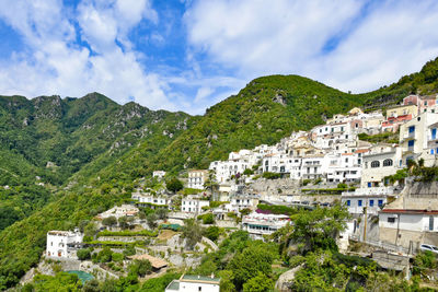 Panoramic view of albori, a village in salerno province, italy.