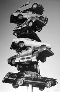 Low angle view of vintage camera