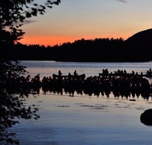 Scenic view of sunset over lake