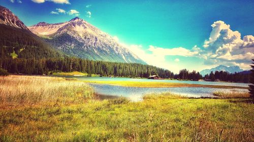 Scenic view of lake against sky