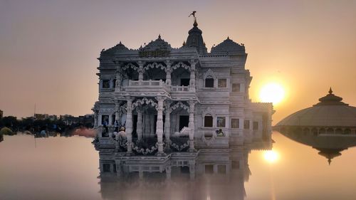 Reflection of illuminated building