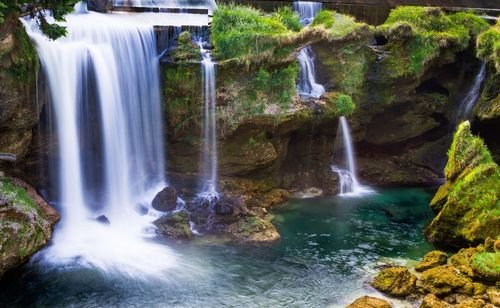 Scenic view of waterfall