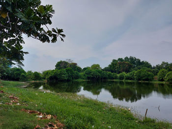 Scenic view of lake against sky