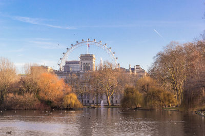 View of st.james's park with london eye on background