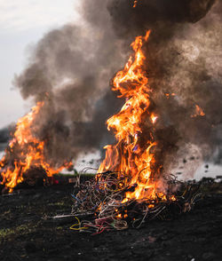 Bonfire on field