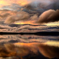 Dramatic sky over clouds during sunset