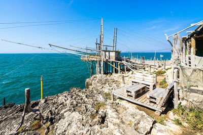 Scenic view of sea against blue sky