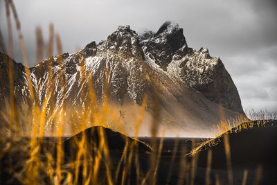 Low angle view of mountain against sky