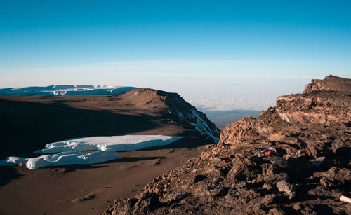 Scenic view of mountains against clear sky