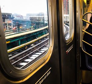 Train passing through window