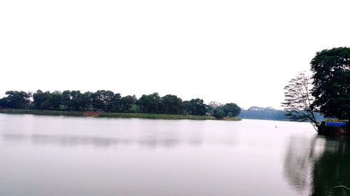 Scenic view of lake against clear sky