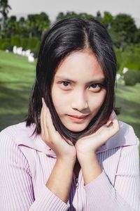 Close-up portrait of a beautiful young woman