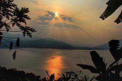 Scenic view of sunset over sea