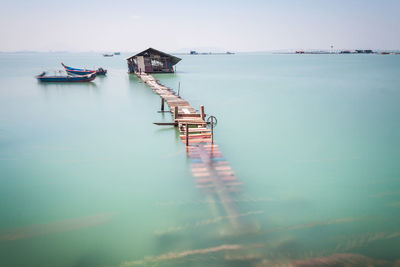 Scenic view of sea against clear sky