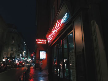 View of illuminated city at night