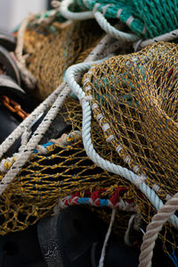 High angle view of fishing net