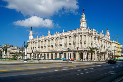 View of buildings against cloudy sky