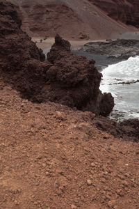 High angle view of rocky beach