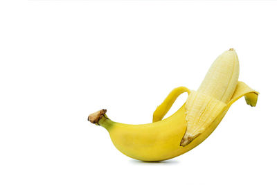 Close-up of yellow fruit against white background