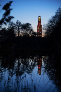 Reflection of tower in water