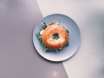 High angle view of serving food in plate