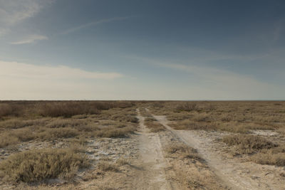 Scenic view of land against sky