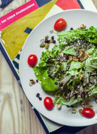 Close-up of salad in plate on table