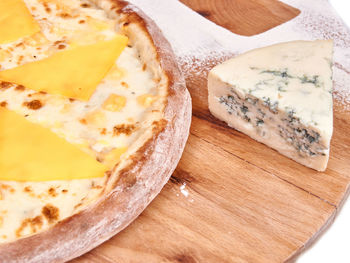 High angle view of bread in plate on table